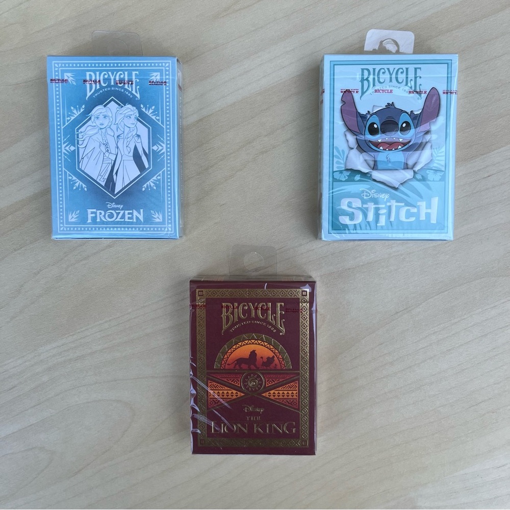 Disney Frozen + Stitch + Lion King Playing Cards by Bicycle - Bundle